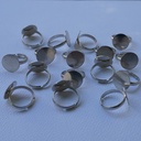 Bague réglable plateau rond fond plat 14 mm Argentée