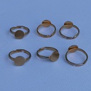 Bague réglable plateau rond fond plat 10 mm Dorée